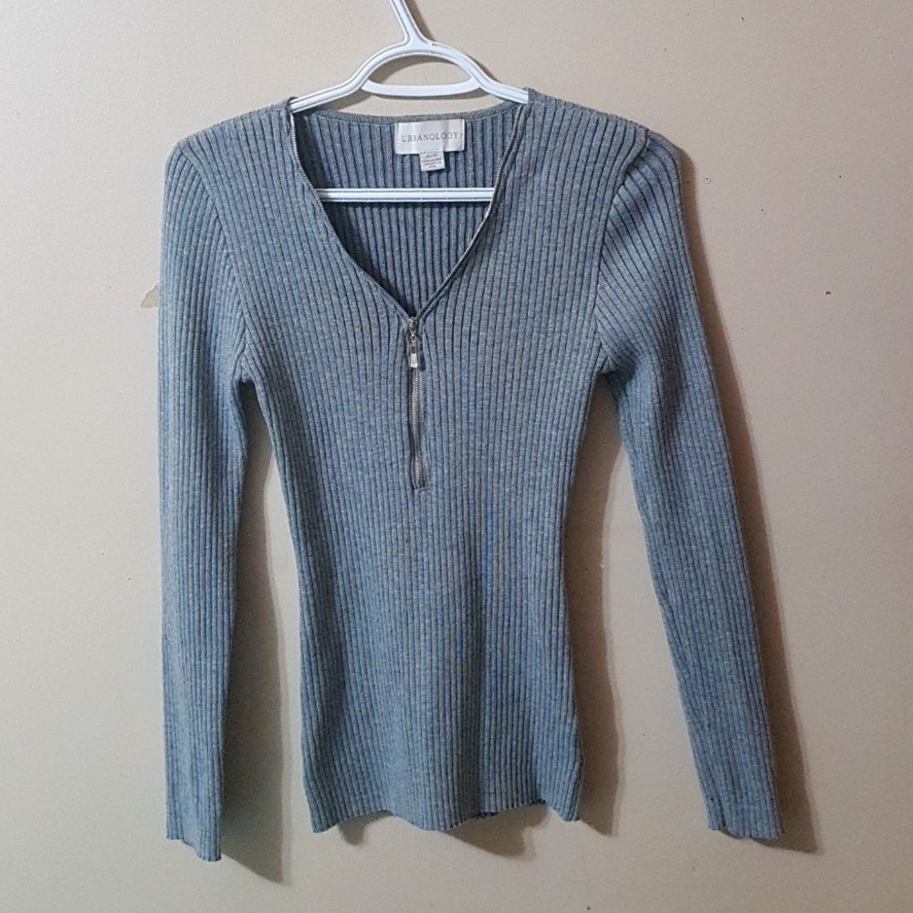 Grey, ribbed longsleeve top
